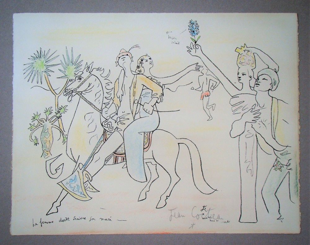 Литография Cocteau - La femme doit suivre son mari