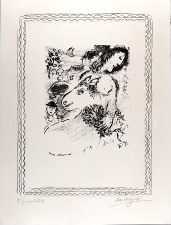 Литография Chagall - La Fermière à l'âne, c. 1971 - Hand-signed