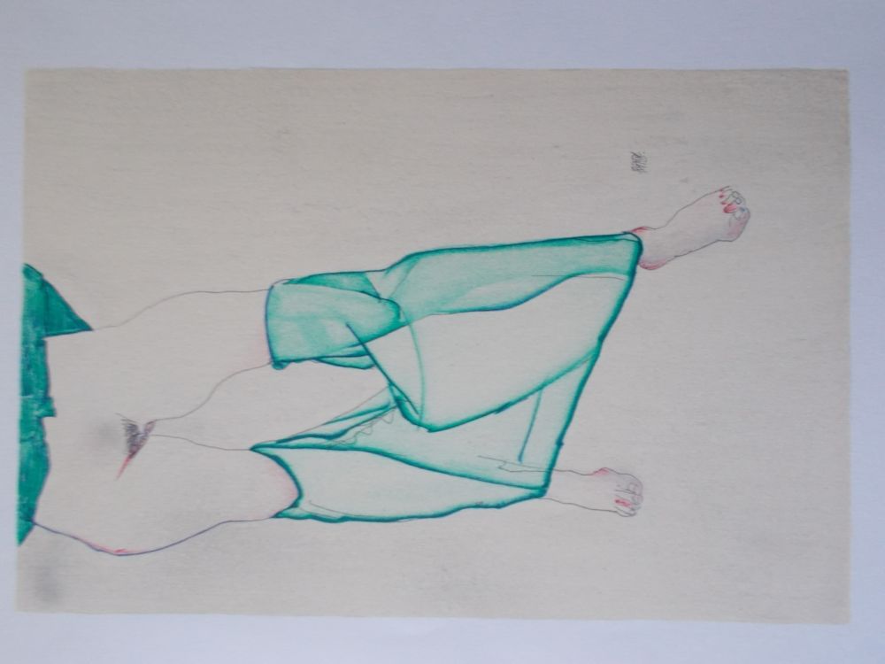 Литография Schiele - La fille au bas vert