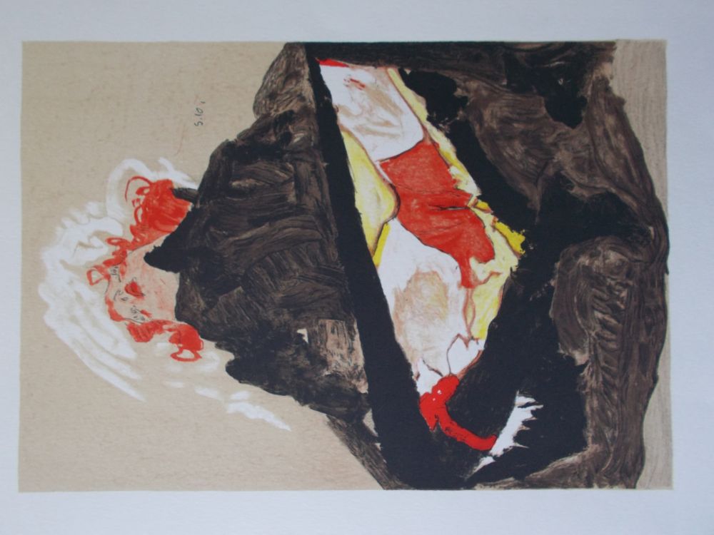 Литография Schiele - La fille aux cheveux rouge