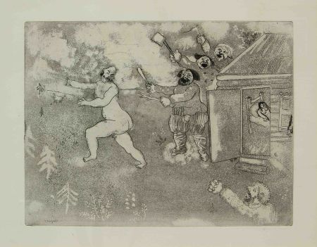 Гравюра Chagall - LA FUITE TOUT NU