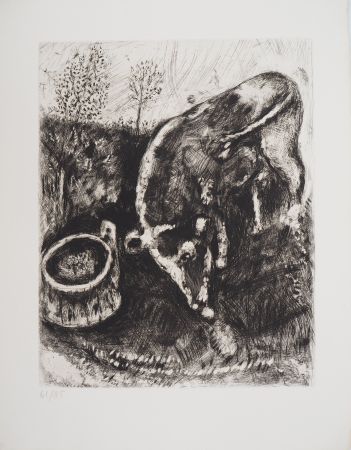 Гравюра Chagall - La grenouille qui veut se faire plus grosse que le bœuf