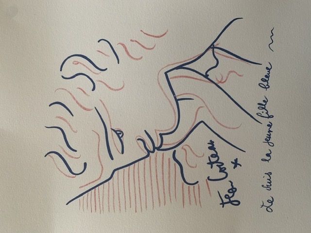 Литография Cocteau - La jeune fille bleue