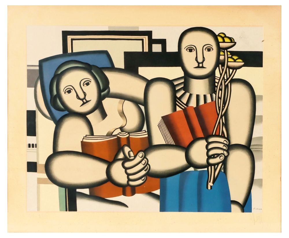 Литография Leger - LA LECTURE - 1924. Lithographie signée et numérotée (Galerie Louis Carré 1953)