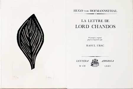 Иллюстрированная Книга Ubac - La lettre de Lord Chandos