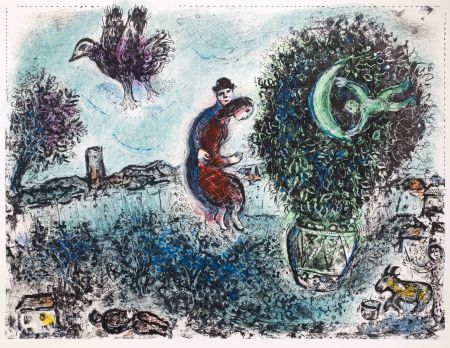 Литография Chagall - La lune dans le bouquet