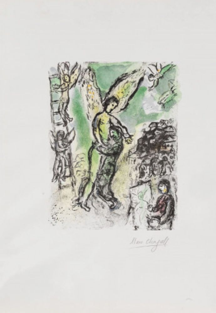 Литография Chagall - La lutte de Jacob et de l'ange