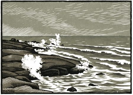 Гравюра На Дереве Moreau - LA MER / THE SEA - Bretagne / Brittany - France - 1910