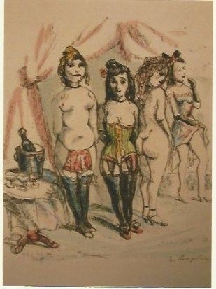 Гравюра Foujita - La Mesangere (Four prostitutes)