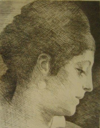 Гравюра Marcoussis - La mère de l'artiste, jeune, de profil