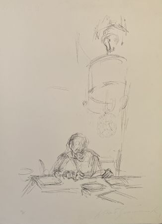 Литография Giacometti - La mère de l'artiste lisant sous la lampe à Stampa I