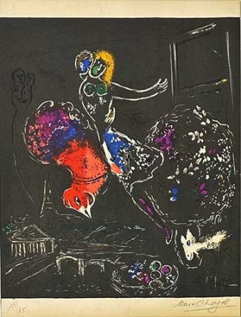 Литография Chagall - La nuit à Paris