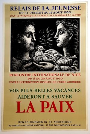 Литография Picasso - La Paix - Relais de la Jeunesse