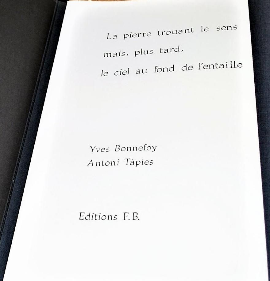 Иллюстрированная Книга Tàpies - La Pierre Trouant Le Sens Mais, Plus Tard, Le Ciel Au Fond De l'Entaille.