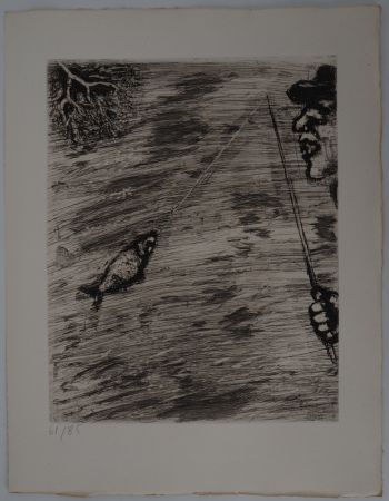 Гравюра Chagall - La pêche (Le petit poisson et le pêcheur)
