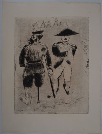 Гравюра Chagall - La rencontre avec Napoléon (Kopéikine et Napoléon)
