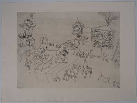 Гравюра Chagall - La taverne russe (Repas dans le traktir)