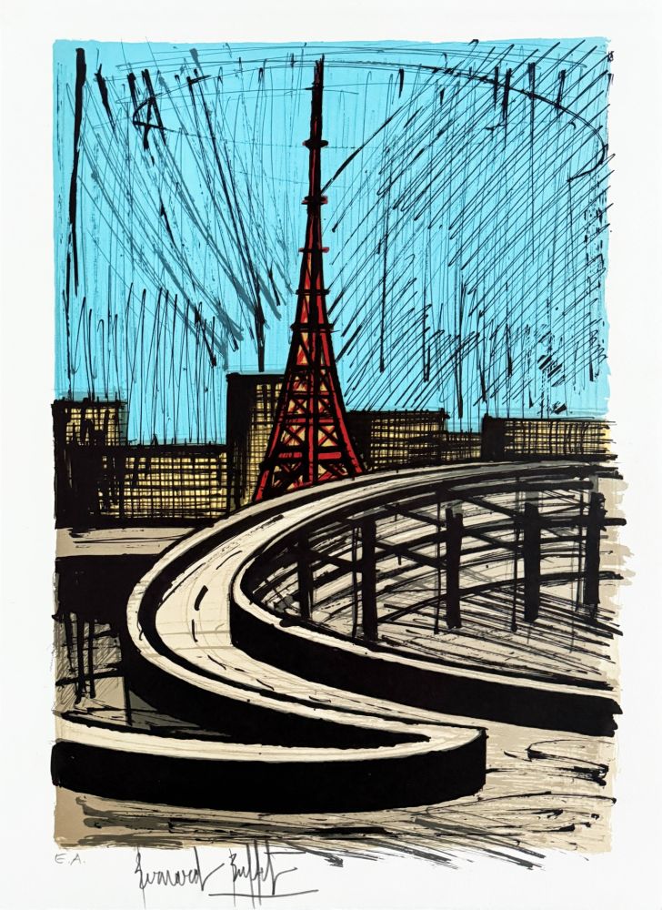 Литография Buffet - La tour Eiffel et l'autoroute, Tokyo