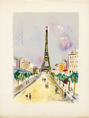 Литография Utrillo - LA TOUR EIFFEL. Épreuve pour Maurice Utrillo (Paris, 1955)