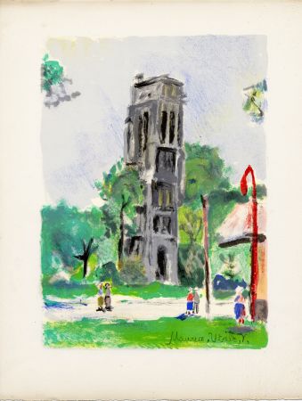 Литография Utrillo - LA TOUR SAINT-JACQUES. Épreuve pour Maurice Utrillo (Paris, 1955)