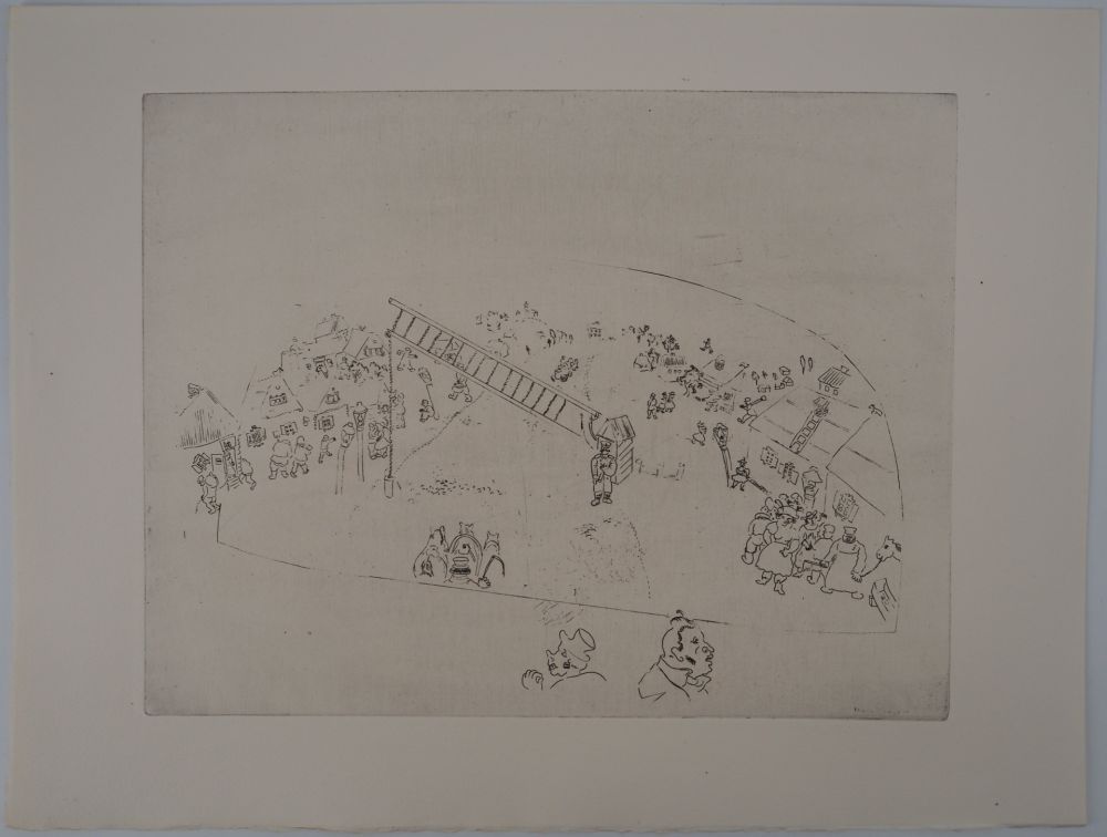 Гравюра Chagall - La vie de village (A la barrière de la ville)