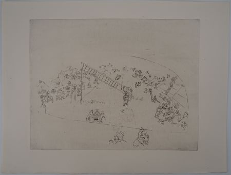 Гравюра Chagall - La vie de village (A la barrière de la ville)