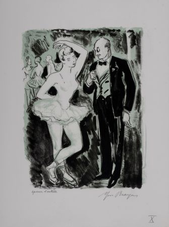 Литография Brayer - L'abonné dans les coulisses #X, 1949 - Hand-signed