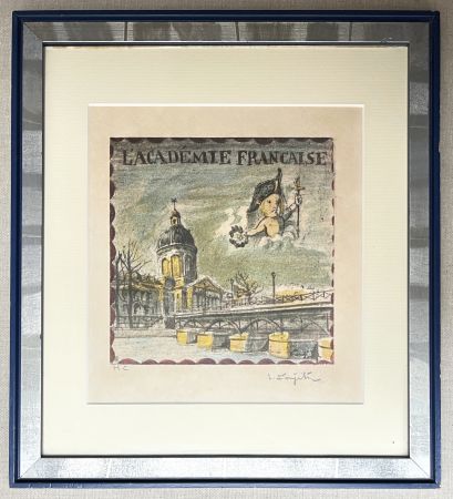 Литография Foujita - L'ACADÉMIE FRANÇAISE. Lithographie justifiée et signée par Foujita (1963)