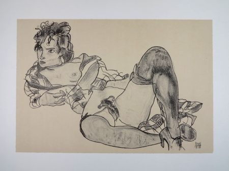 Литография Schiele - L'AGUICHEUSE / THE SEDUCTIVE GIRL - 1918