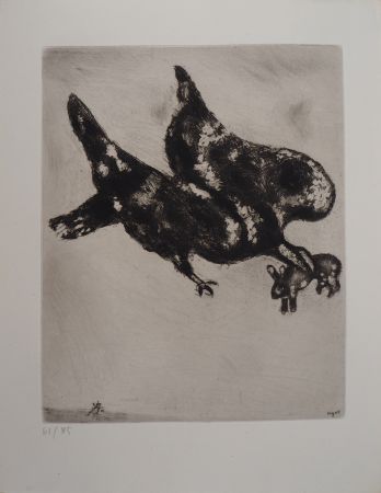 Гравюра Chagall - L'Aigle, la Lapin et le Coléoptère (L'Aigle et l'Escarbot)