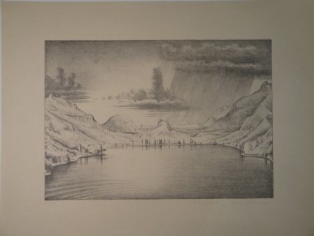 Литография Stöcklin - Landschaft bei Morcote.