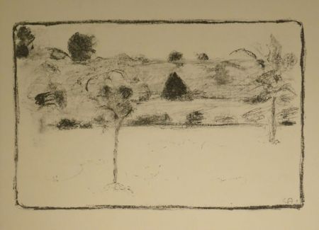 Литография Amiet - (Landschaft mit Bäumen)