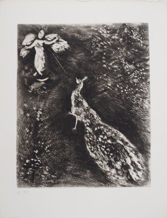 Гравюра Chagall - L'ange et le paon (Le paon se plaignant  Junon)