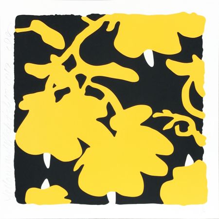Сериграфия Sultan - Lantern Flowers - Yellow/Black Background