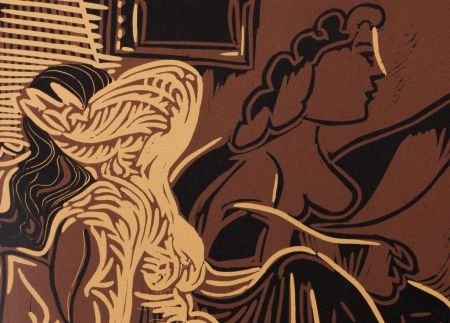 Линогравюра Picasso - L'attente : Deux femmes à la fenêtre
