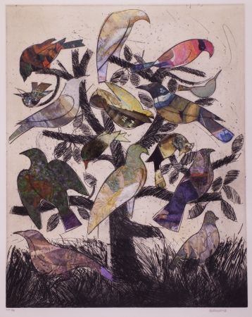 Литография Valdés - Le arbre aux oiseaux