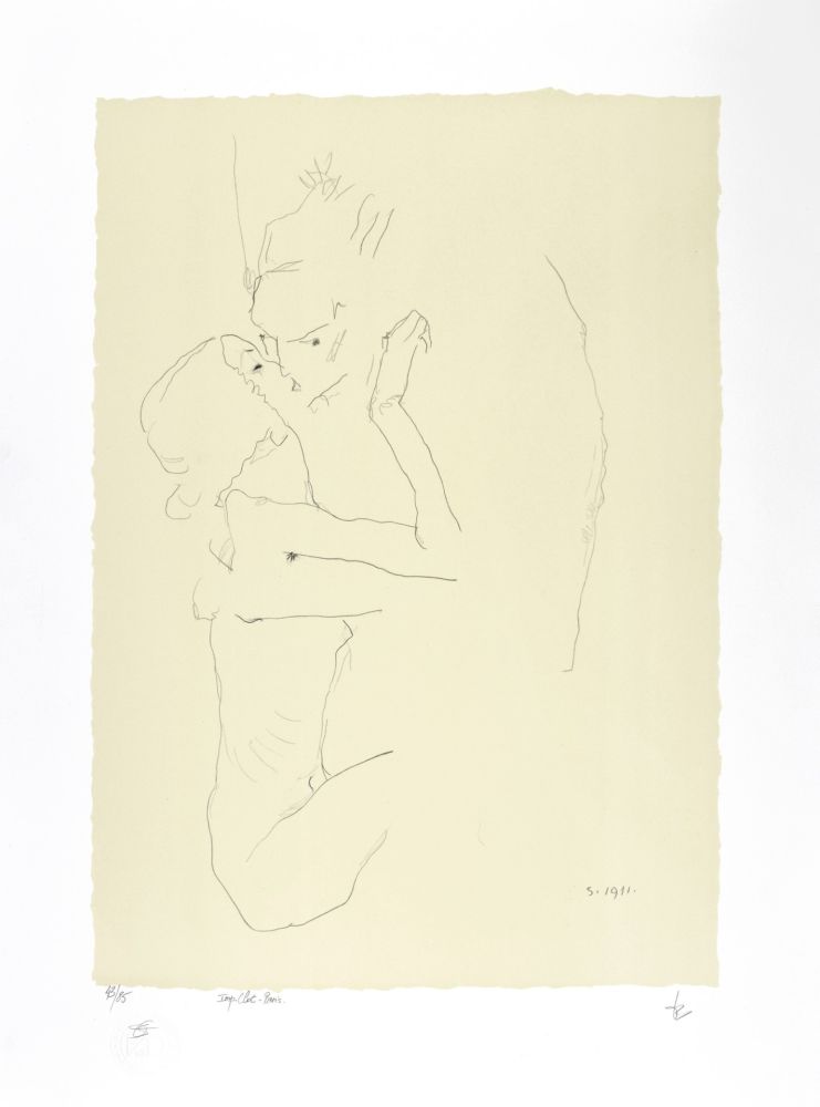 Литография Schiele - Le baiser, 1911 | The kiss, 1911