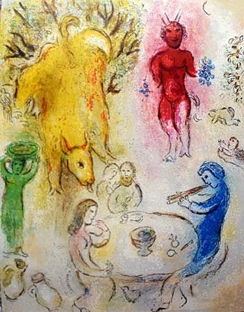 Литография Chagall - Le banquet de Pan