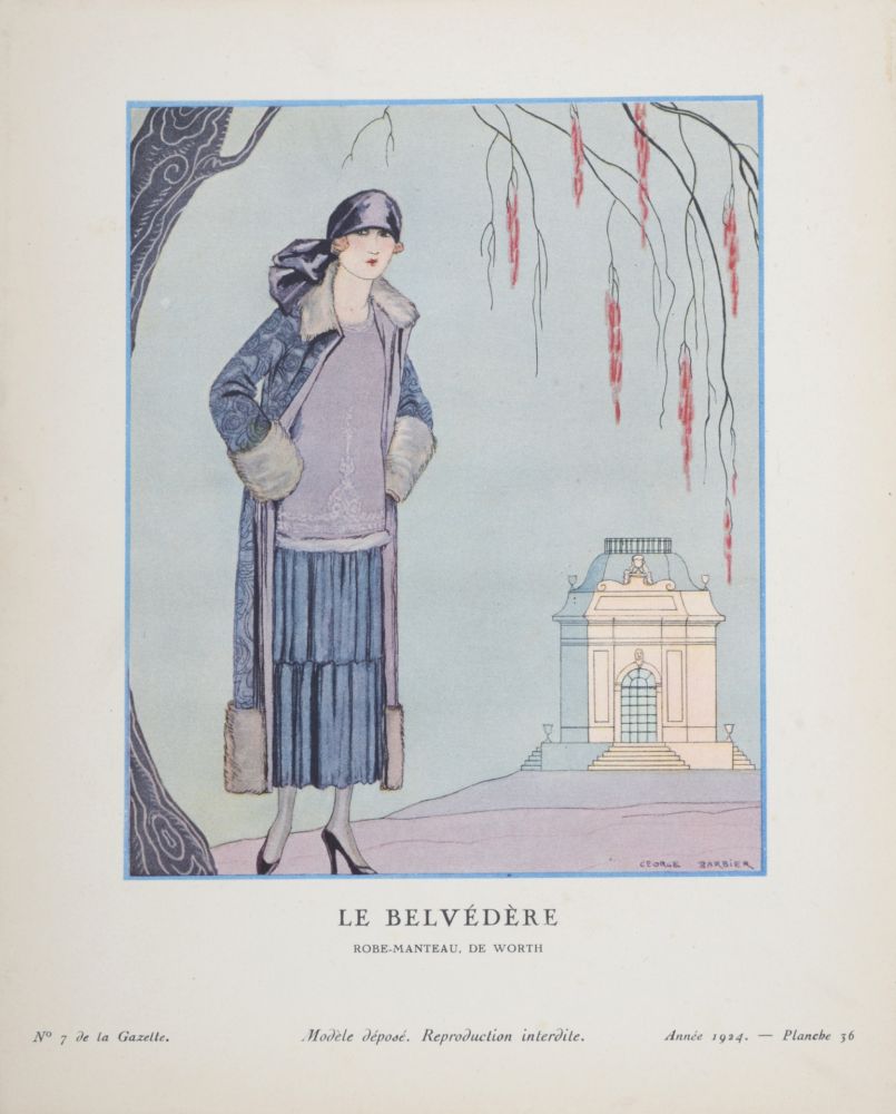 Трафарет Barbier - Le Belvédère, Robe-manteau de Worth, 1924