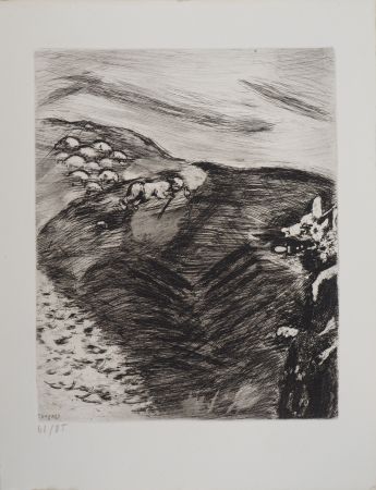 Гравюра Chagall - Le berger et le loup (Le loup devenu berger)