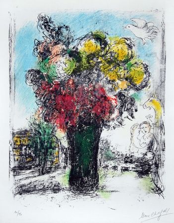 Литография Chagall - Le Bouquet Rouge et jaune (Red and Yellow Bouquet)