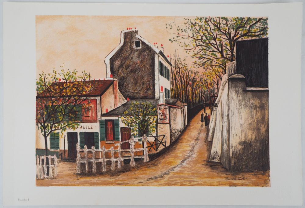 Литография Utrillo - Le cabaret du Lapin Agile, Montmartre