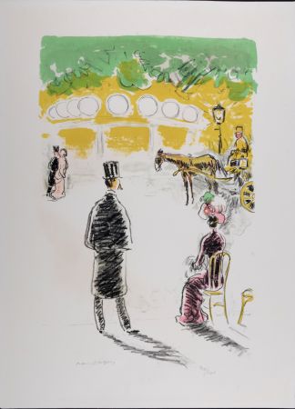 Литография Van Dongen - Le carrousel et le fiacre, 1950.