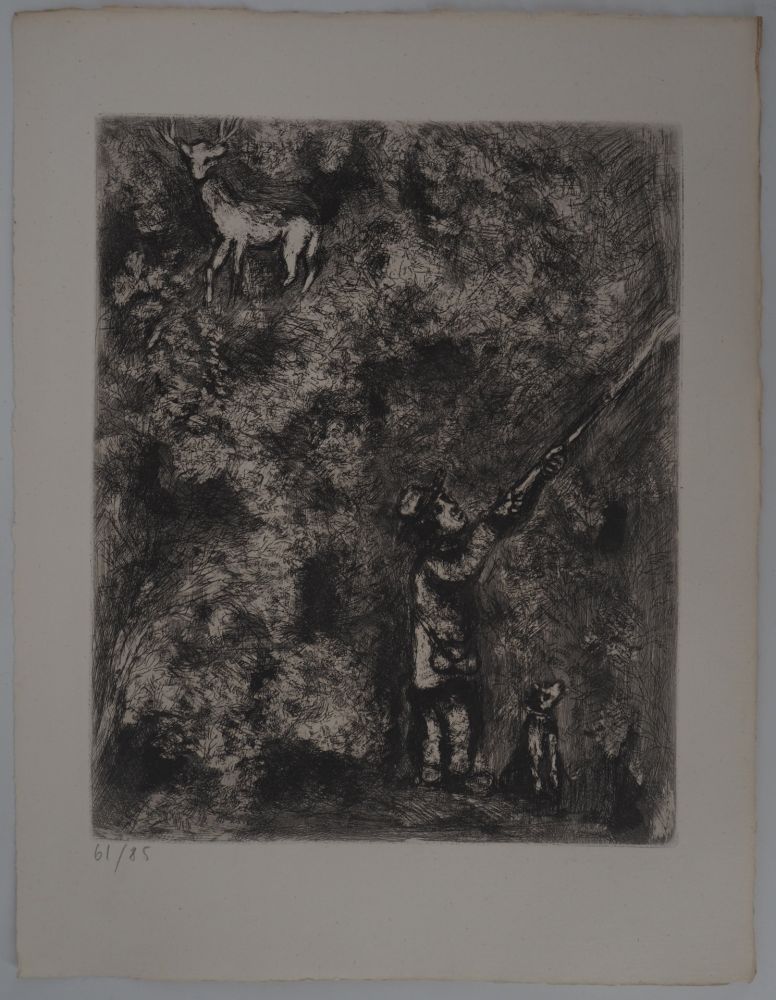 Гравюра Chagall - Le cerf chassé (Le cerf et la vigne)