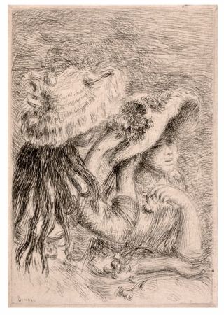 Гравюра Сухой Иглой Renoir - LE CHAPEAU ÉPINGLÉ. RENOIR ET SES AMIS. 1/150 JAPON AVEC 2 ÉTATS DE LA POINTE-SÈCHE.