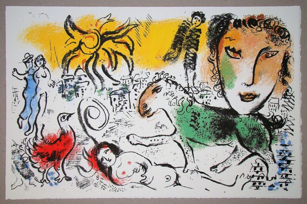 Литография Chagall - Le cheval vert