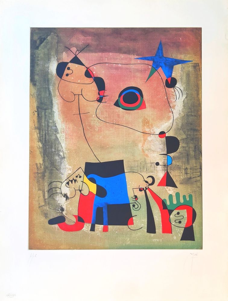 Офорт И Аквитанта Miró - Le Chien bleu 