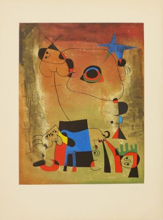Акватинта Miró (After) - Le chien bleu