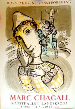 Литография Chagall - Le cirque au clown jaune