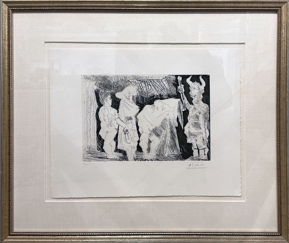 Офорт И Аквитанта Picasso - Le Cocu Posant pour une photographie devant des spectateurs (The cuckold posing for a photograph in front of spectators)